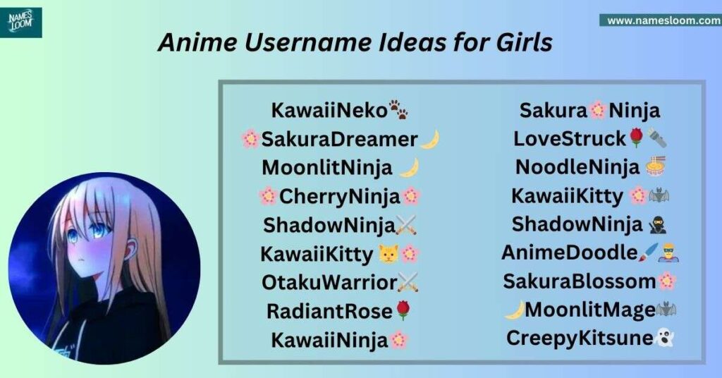 Anime Username Ideas for Girls