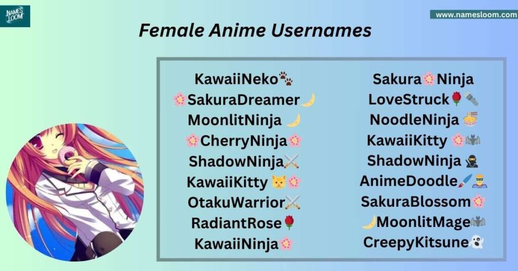 Female Anime Usernames