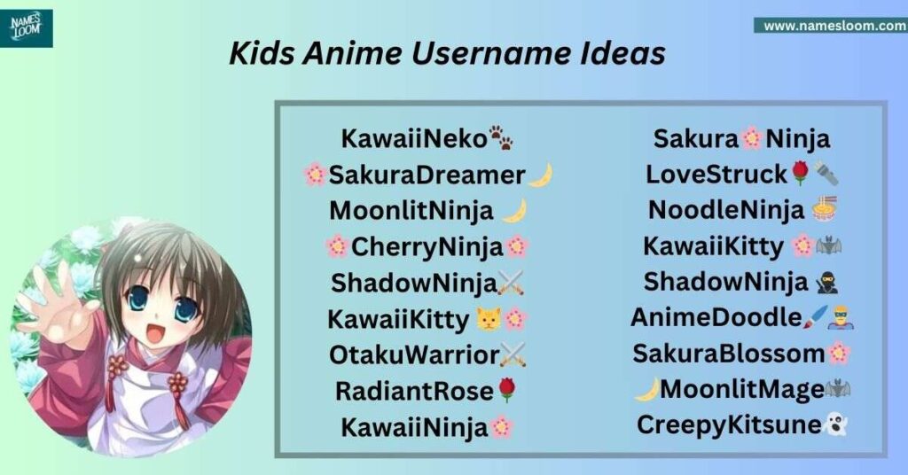 Kids Anime Username Ideas