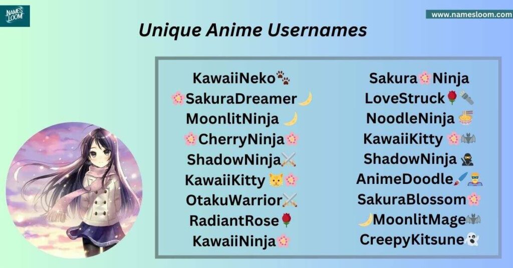 Kids Anime Username Ideas