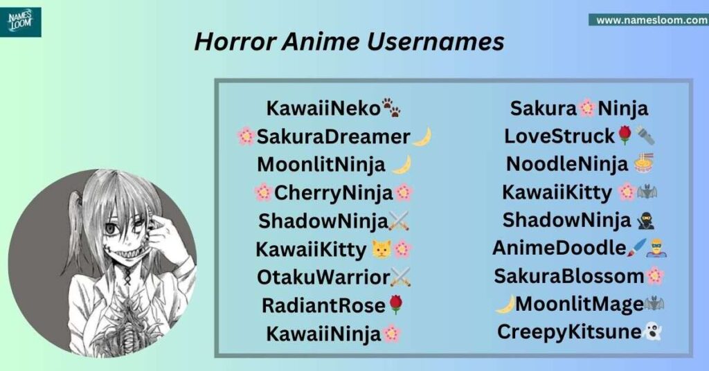 Horror Anime Usernames