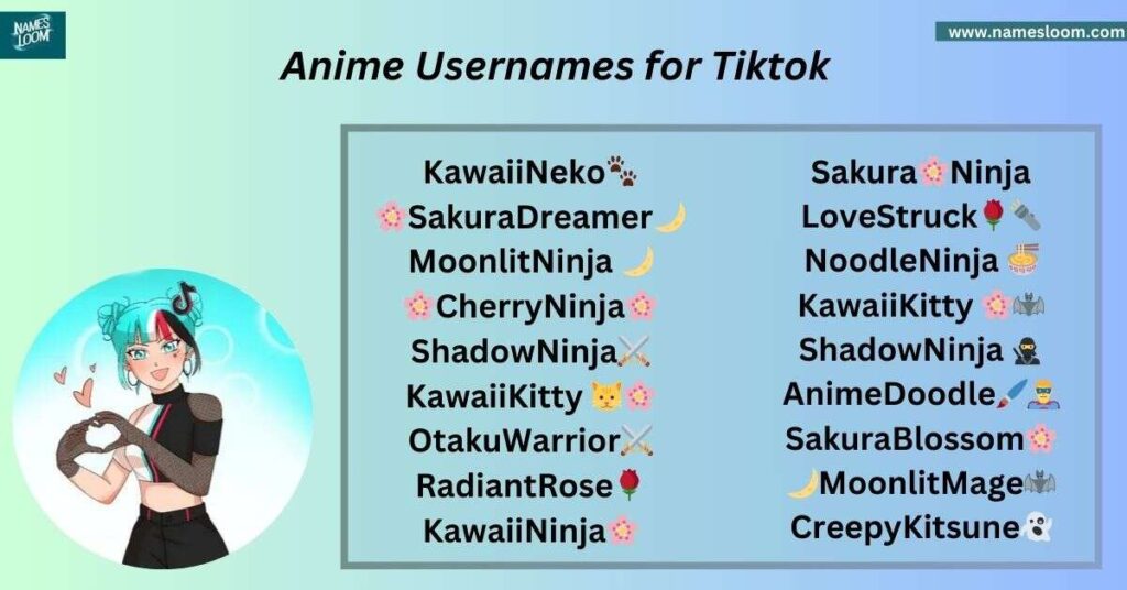 Anime Usernames for Tiktok