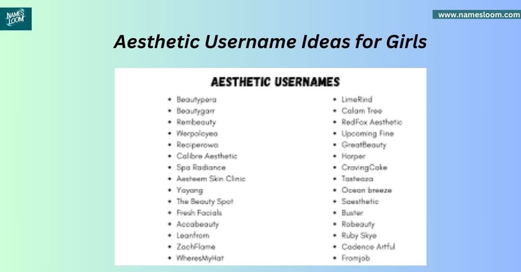 Aesthetic Username Ideas for Girls