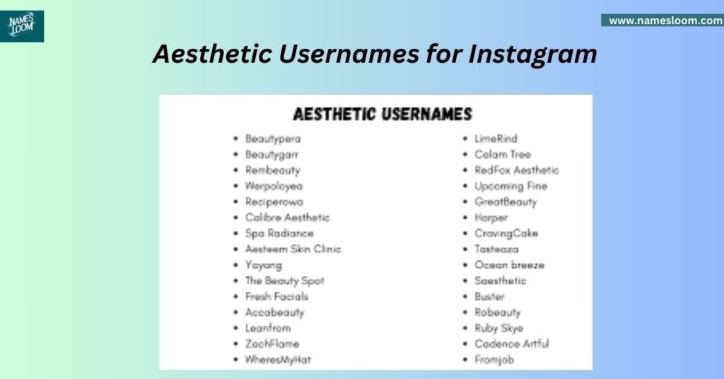 Aesthetic Usernames for Instagram