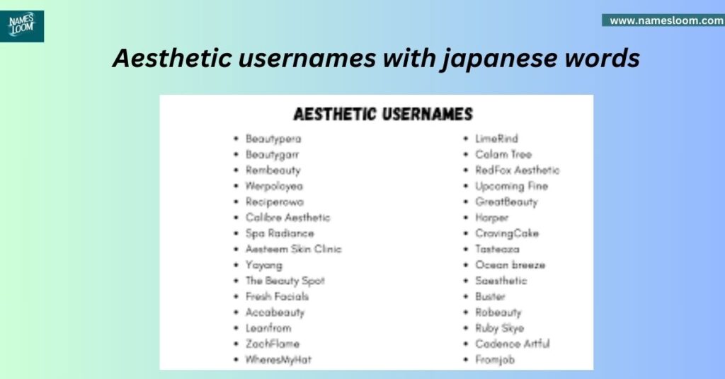 Aesthetic usernames with japanese words