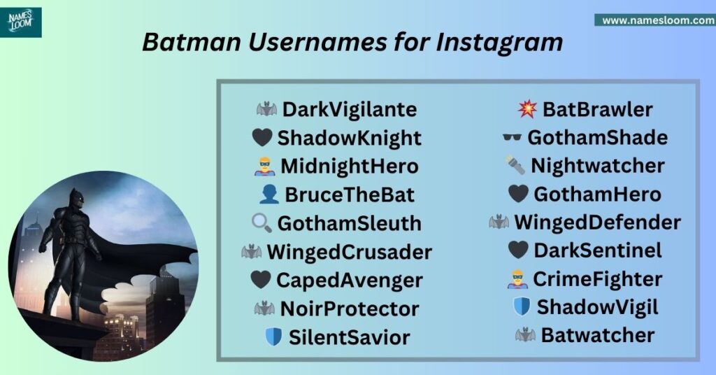 Batman Usernames for Instagram