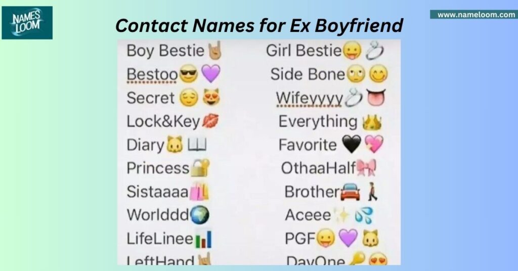 Contact Names for Ex Boyfriend