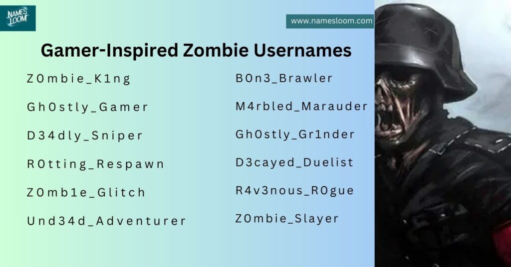 gamer inspired zombie usernames