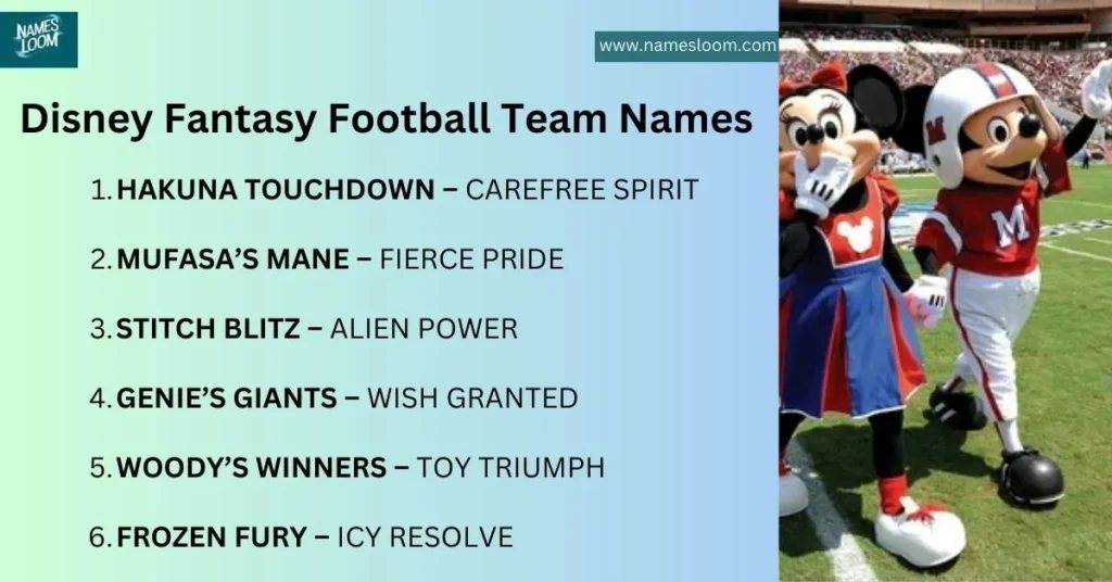 Disney Fantasy Football Team Names