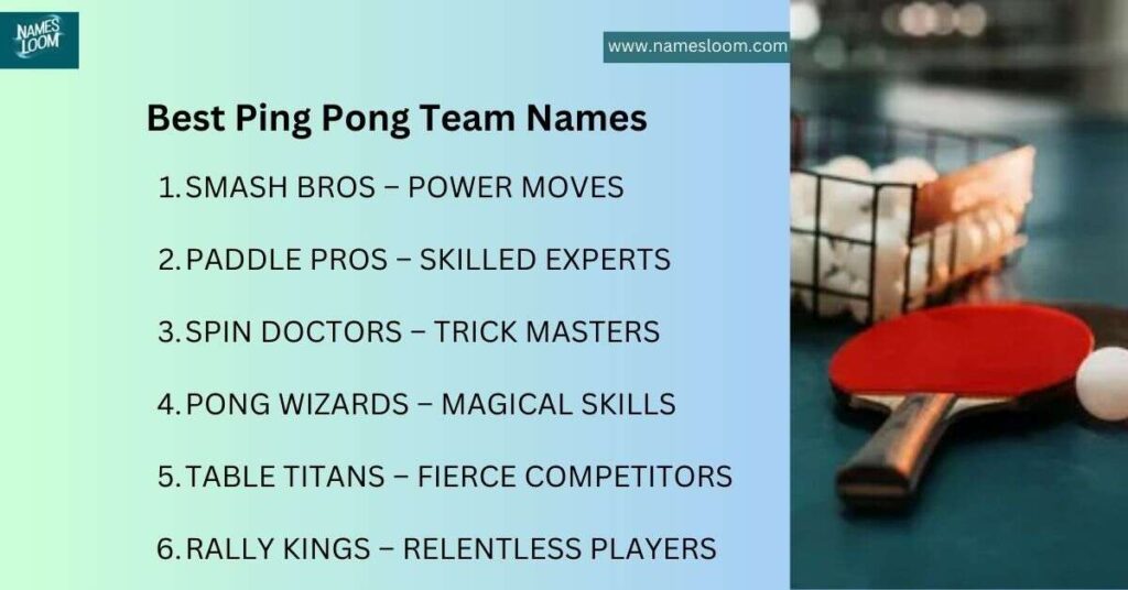 Best Ping Pong Team Names