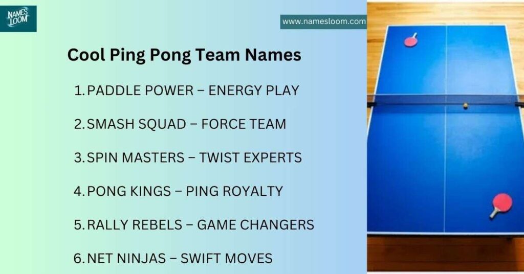 Cool Ping Pong Team Names