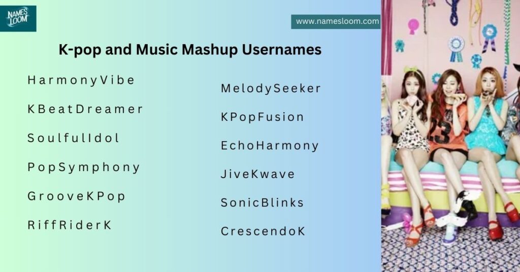 K-pop and Music Mashup Usernames