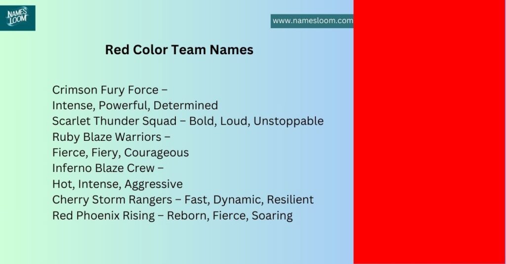 Red Color Team Names