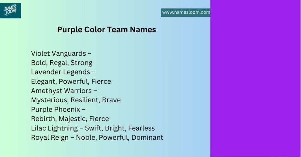 Purple Color Team Names