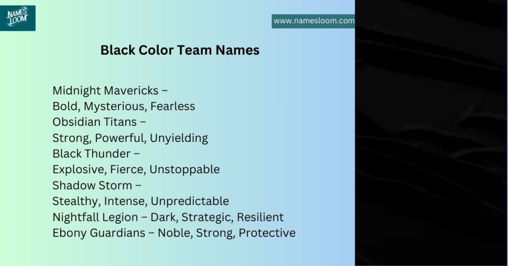 Black Color Team Names