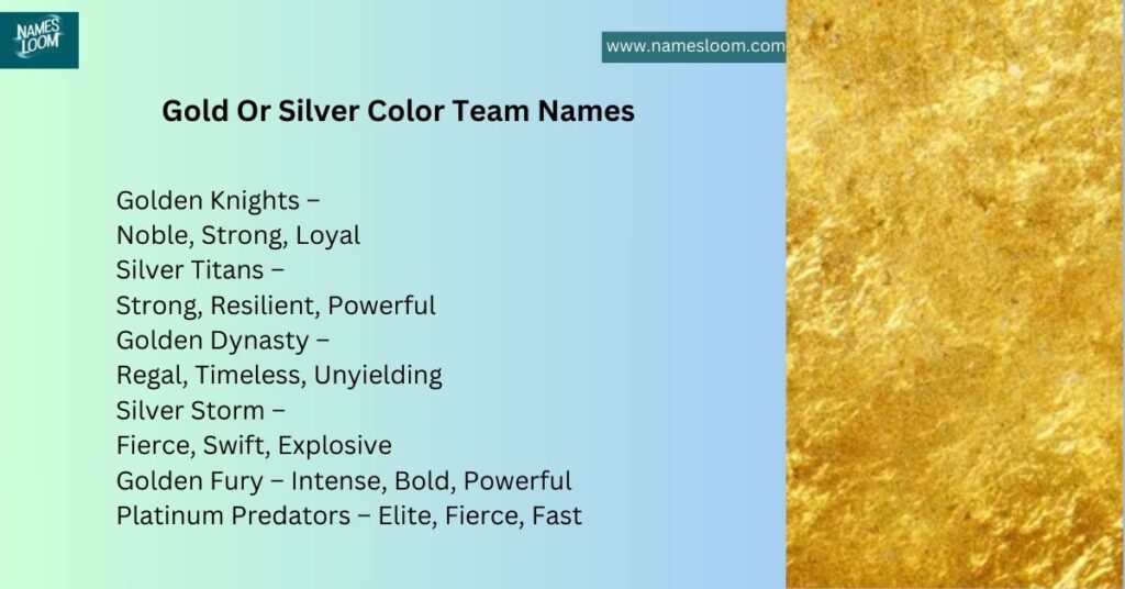 Gold Or Silver Color Team Names