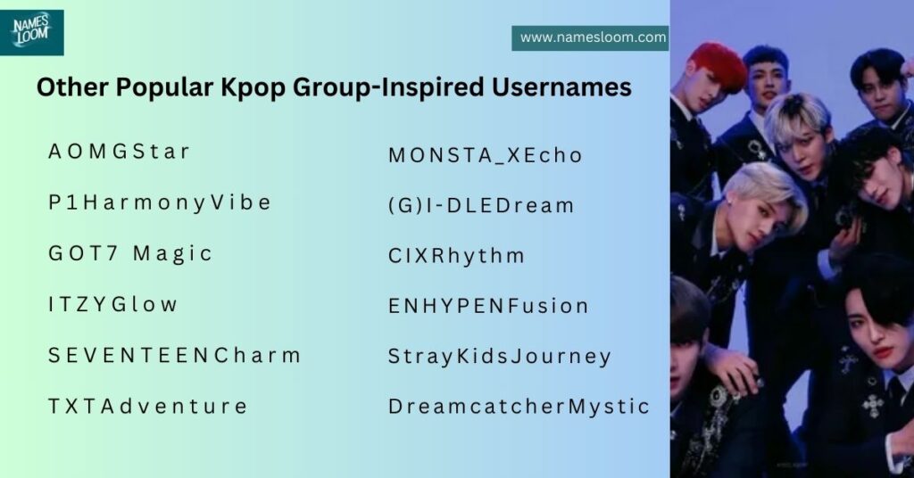 Other Popular Kpop Group-Inspired Usernames